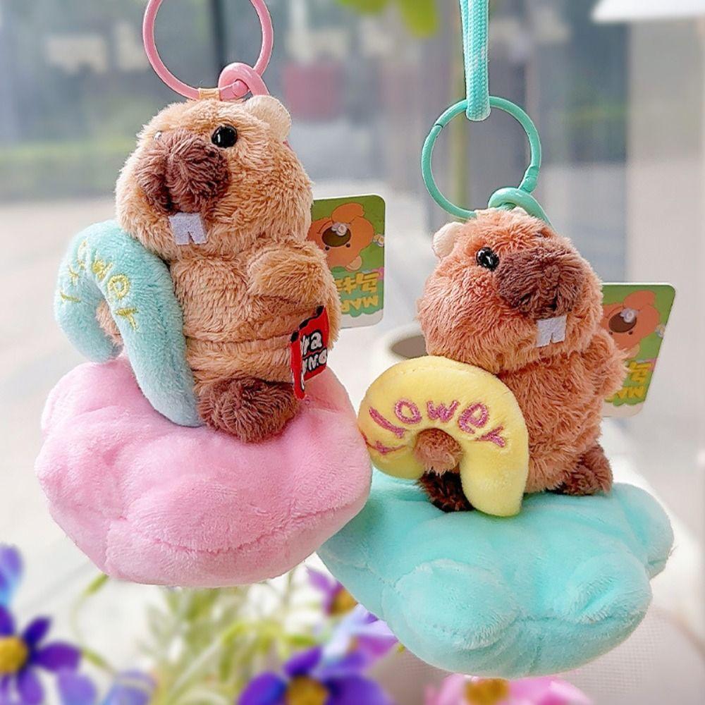 Cartoon Plush Groundhog Keychain Cute Car Keyring Funny Groundhog Dolls Pendant  Girl Gift