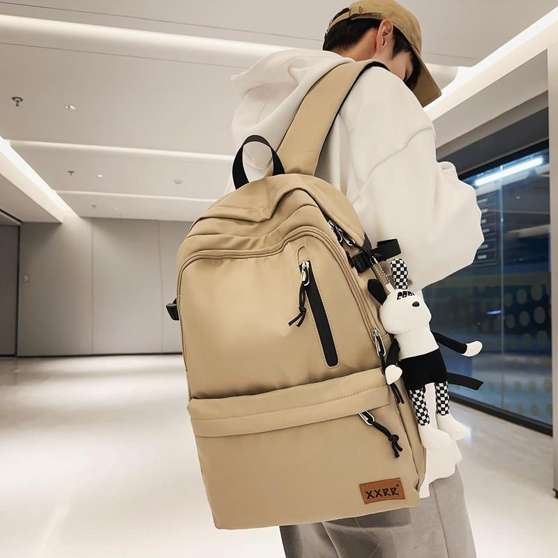 Male Solid Color Backpack Female Large Capacity Student Schoolbag