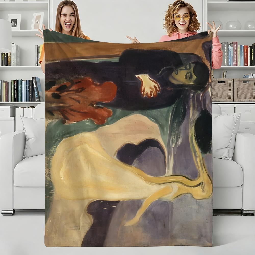 Artist E-Edvard Munch Throw Flannel Blanket Perfect for Sofa Office Bed Travel Sleep Read Relax Camping four season use
