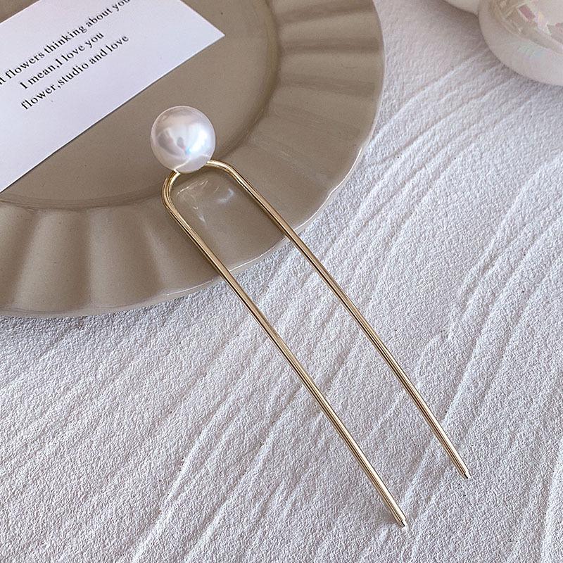 Elegant Pearl U-shaped Hairpin for Women - New Chinese Style Updo Accessory 2025