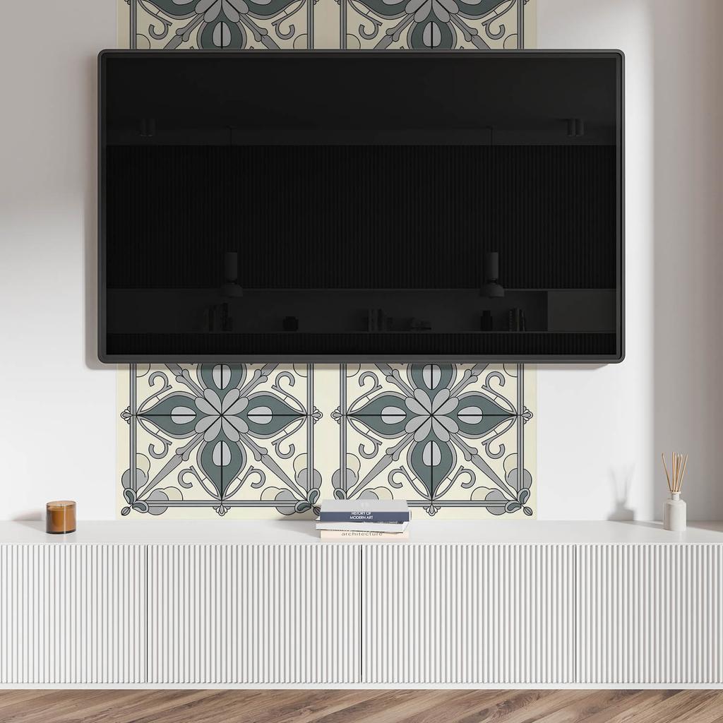Panel Samoprzylepny Z Nadrukiem - Idealny Do Kuchni 120X60 Cm Wzór Kwiatowy Z Ornamentami