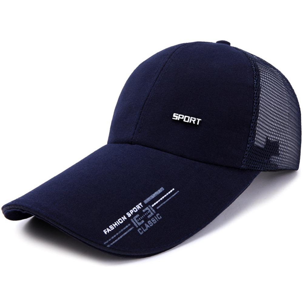 New Long Brim Baseball Cap Casual Adjustable Visor Breathable Simple Sunshade Hat Outdoor темно-синий