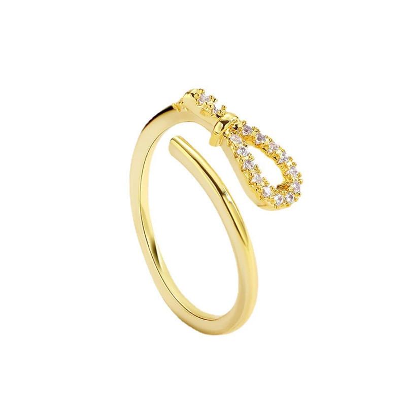 Unique Geometric Open Ring With Chic Bow For Women Stylish Accessories 2024