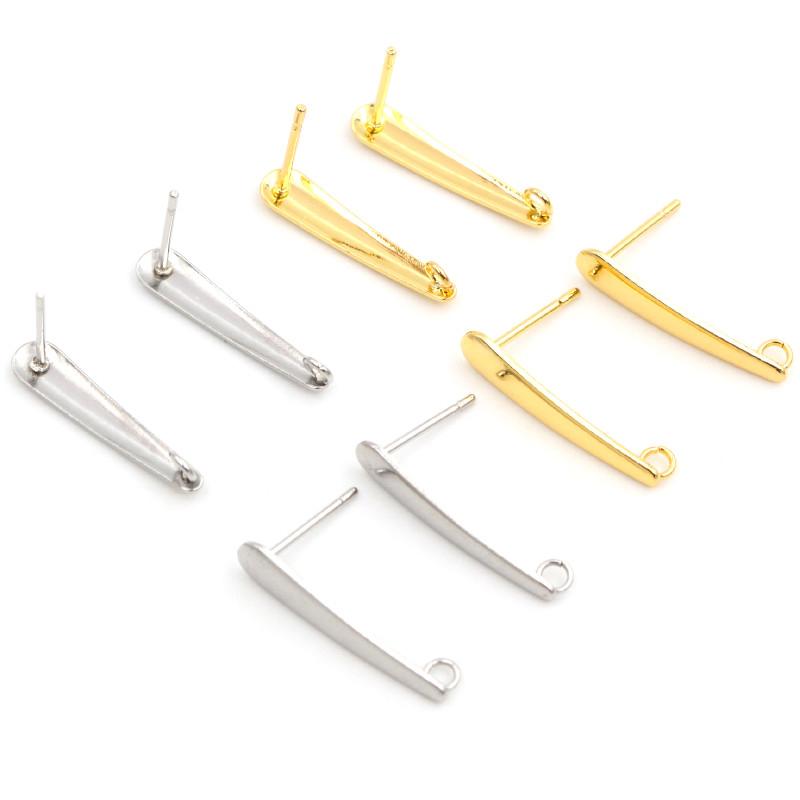 20pcs Stainless Steel Bar Earring Studs Hooks with Loop Connector DIY Earrings Jewelry Making Accessories Findings