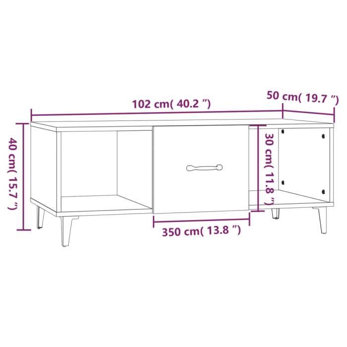 VidaXL Table basse Gris béton 102x50x40 cm Bois d'ingénierie 812703
