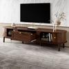 Modern TV Stand made of Solid Wood with Drawers, Classic Rounded Corners, Sturdy Wooden Legs, TV Stand with Storage Space for the Living Room.