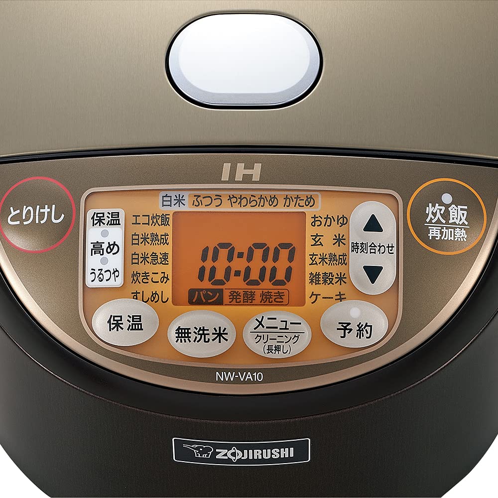 Zojirushi Rice Cooker 1 Sho IH Type Extra Cooking Black Maru Thick Pot Keeps Warm for 30 Hours Brown (10 Cups) NW-VA18-TA