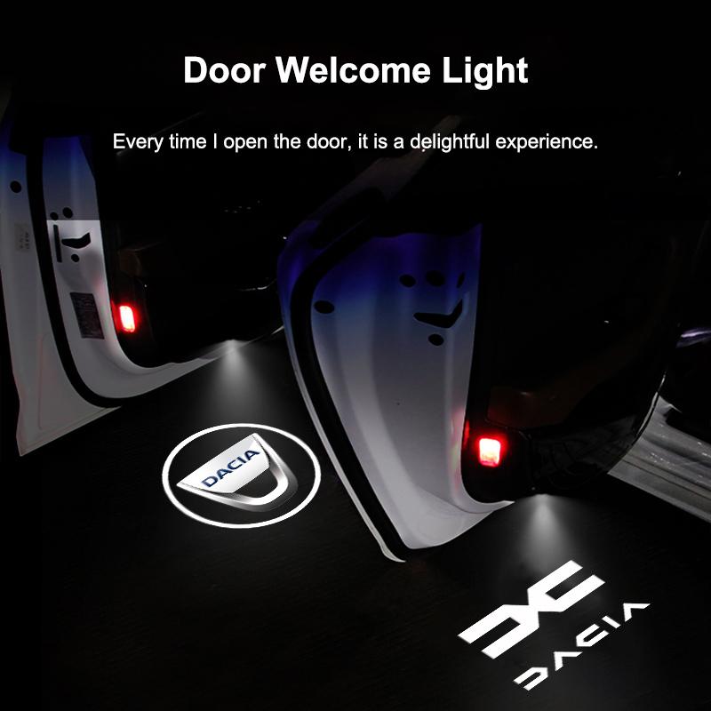 2Pcs HD Car Door Welcome Light Led Projector Lamp Accessories For Dacia Bigster Spring Duster Sandero Jogger Dokker Lodgy