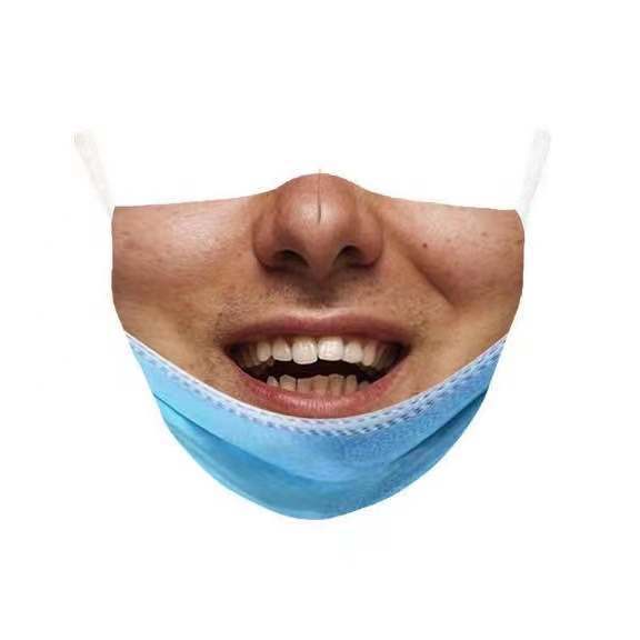 Creative Funny Face Mask With Adjustable Ear Loops Unisex Summer Winter Allseason