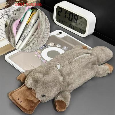 (YOUU06)Large Capacity Platypus Pencil Case Cosmetic Bag Plush Pen Pouch Storage Bag School Supplies Stationery Box
