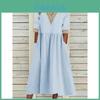 Casual Cotton Linen Dress With Vneck And Ruffle Details For Womens Spring Wear
