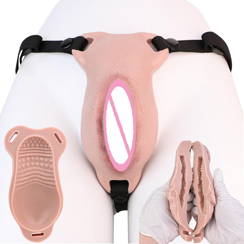 FAAK Silicone Chastity Cage Penis Cover Insertable Vaginal Pant Discreet Daily Wear Chastity Device Realistic Clitoris Wholesale