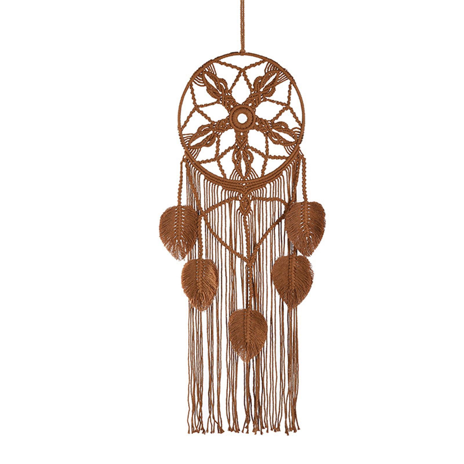 

Богемский макраме настенные украшения плетеный ловец снов хлопок ручной работы богемский с кисточками из листьев ремесленный орнамент