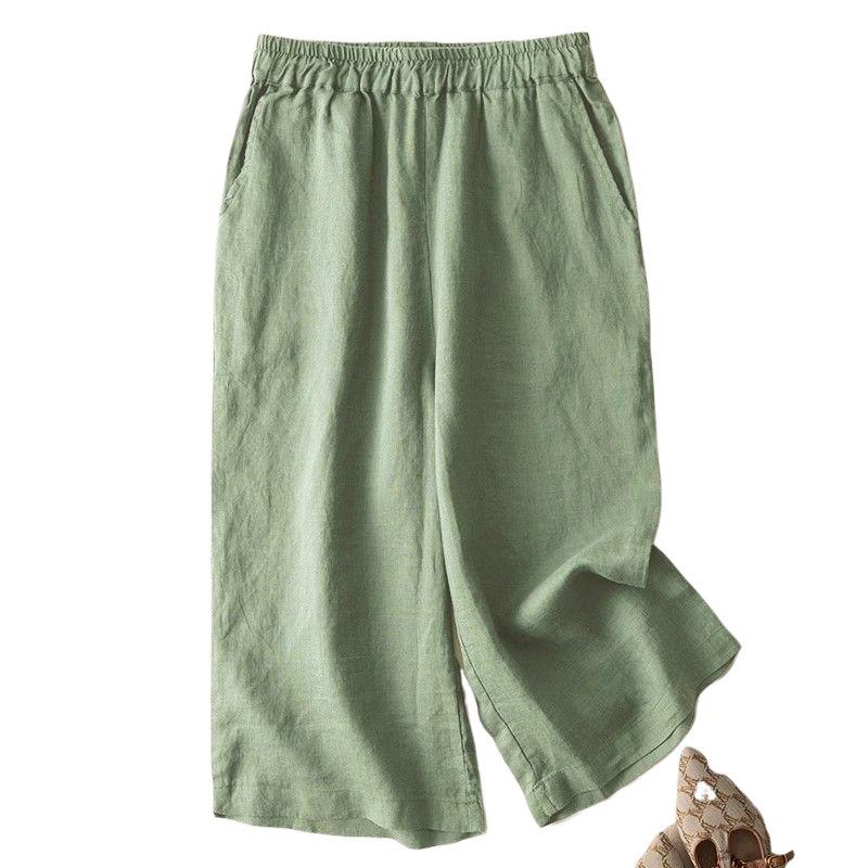 Dámské retro volné bavlněné lněné šortky, široké nohavice, tmavě modré