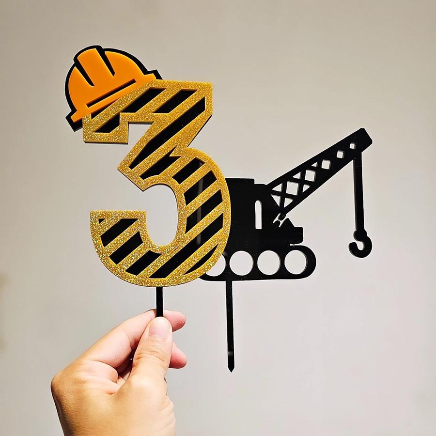 1pc Acrylic  Number 1-9 Year old  Boy's Birthday Cake Topper  For Children's Birthday Party Cake Decoration