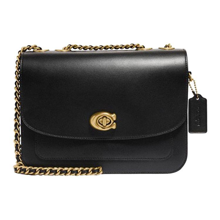 Coach Women's Black Madison 23 Smooth Chain Flap Leather Small Shoulder Crossbody Bag Bags 5211-B4bk