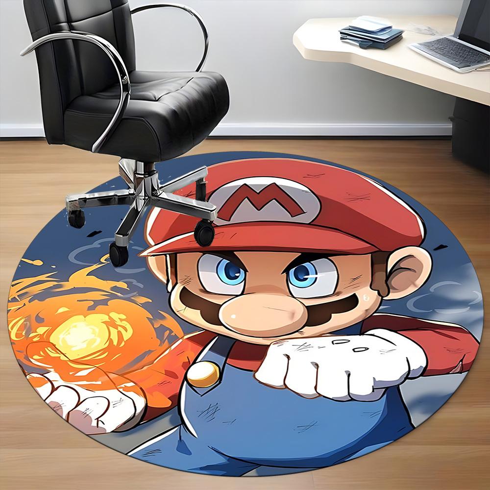 1PC Mario Fire Office Round Area Rug Suitable For Office, Under Office Chairs Bedroom Living Room Home Decor, Available in Various SizesT101