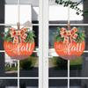 Vibranting Hand Carveds Pumpkins with Bowknot Designs Sturdy Wood Decoration for Seasonal Window and Door Display