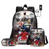 Children 3Pcs Set Daily Pack Football Star Rucksack Best Gift Pupil School Carry Carrier Pencil Bags M-Messis School Bag