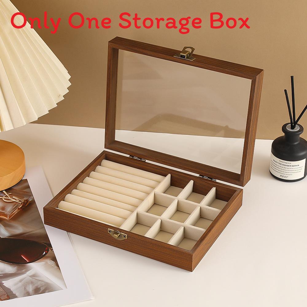 Walnut Jewelry Box With Multiple Compartments For Earrings Necklaces And Rings Gift For Women