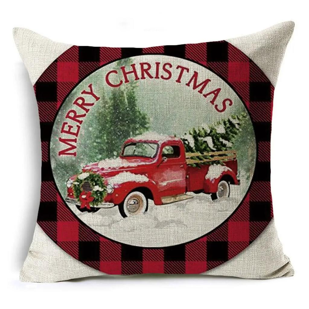 Cartoon Christmas Pillowcase Linen Decoration Christmas Gift Cushion Cover Suitable For Car Sofa Pillowcase 45Cm*45Cm