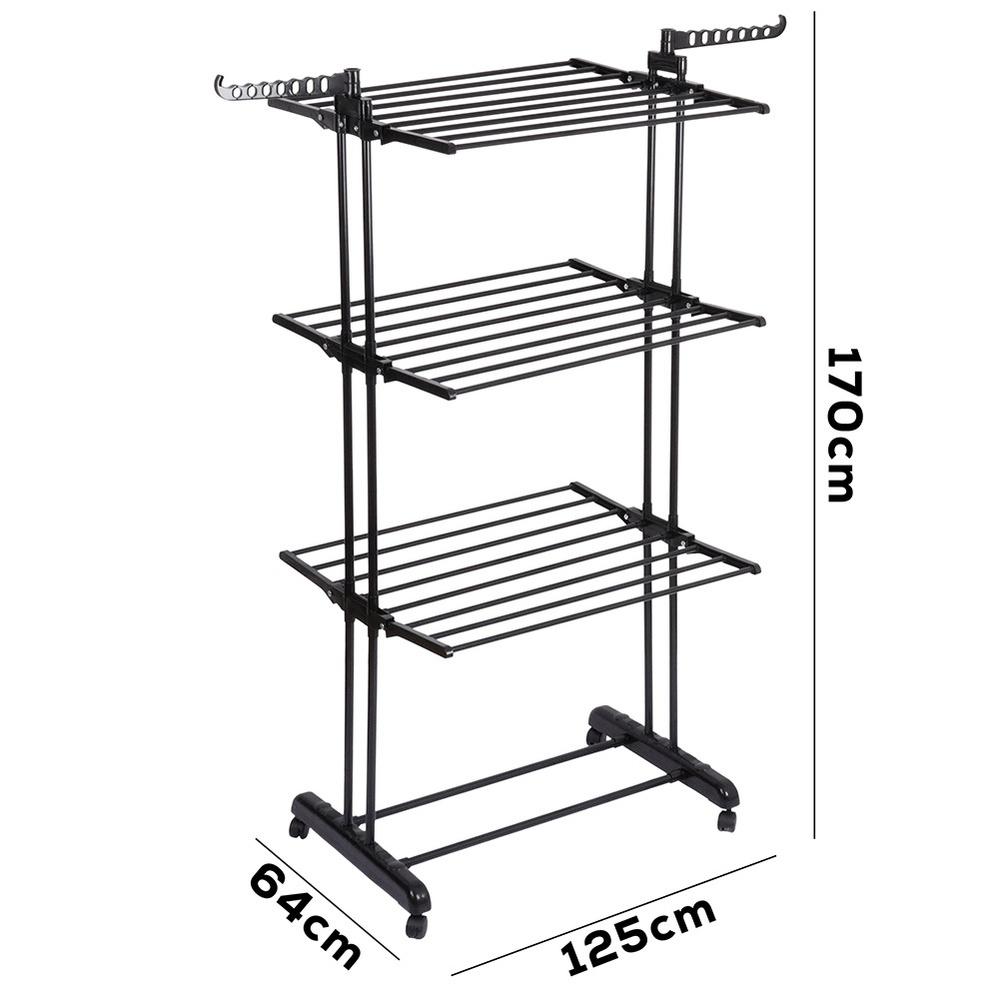 Portabiancheria Verticale in Metallo Nero su Ruote 125X170 Cm