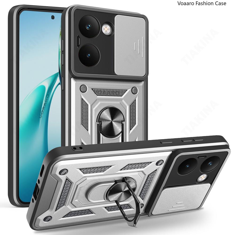 Slide Lens Armor Funda for OPPO Realme P3 Ultra India Case for Realme P3 Ultra Case Magnetic Ring Stand Holder Shockproof Cover