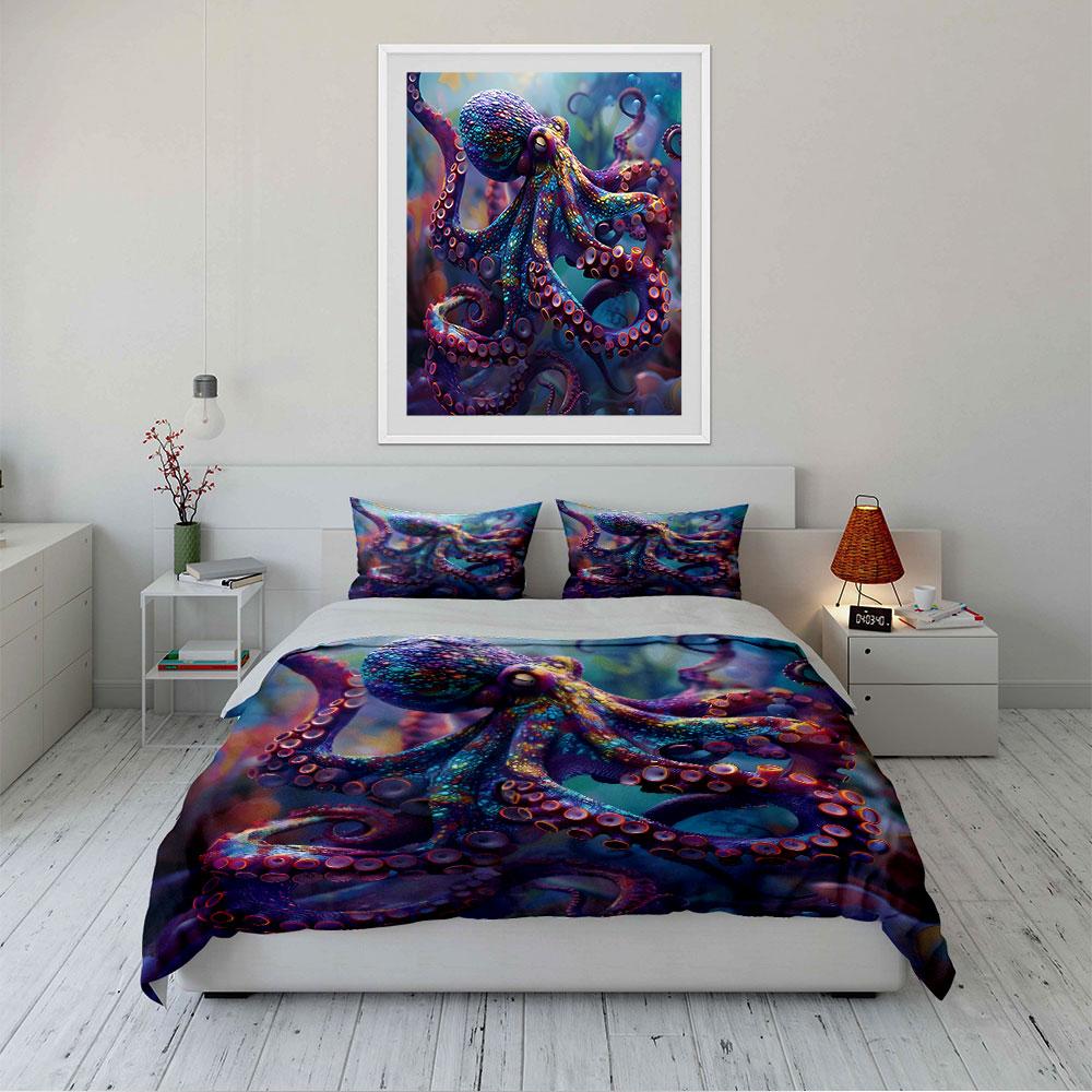 Colorful Octopus 3-Piece Set Bedding Duvet Cover Set Duvet Cover Pillowcases (1 * Duvet Cover 2 * Pillowcases, without duvet insert)