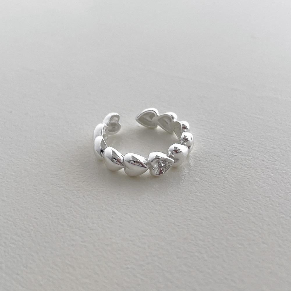 Stackable Design Heart Ring Silver Color Adjustable Ring Open Finger Ring Valentines Gift