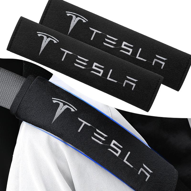 2Pcs Car Safety Belt Shoulder Cover Pad Plush Seat Belt Shoulder For Tesla Model 3 Model X S 2016-2020 Decals TM3 TMX TMS Decal