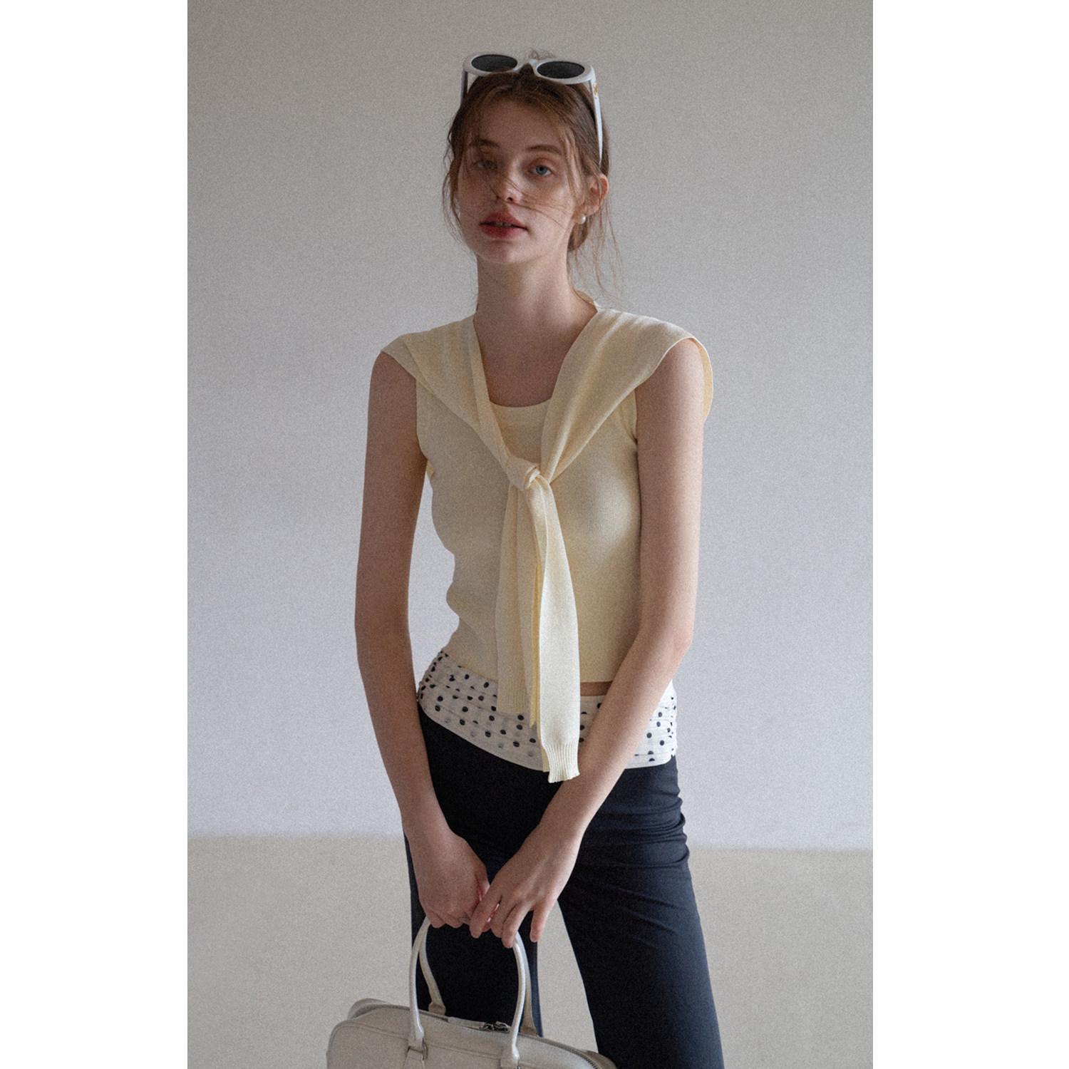 

EGGKA Women s Slim-Fit Knit Vest & Breathable Shawl Two-Piece Summer Set Medium