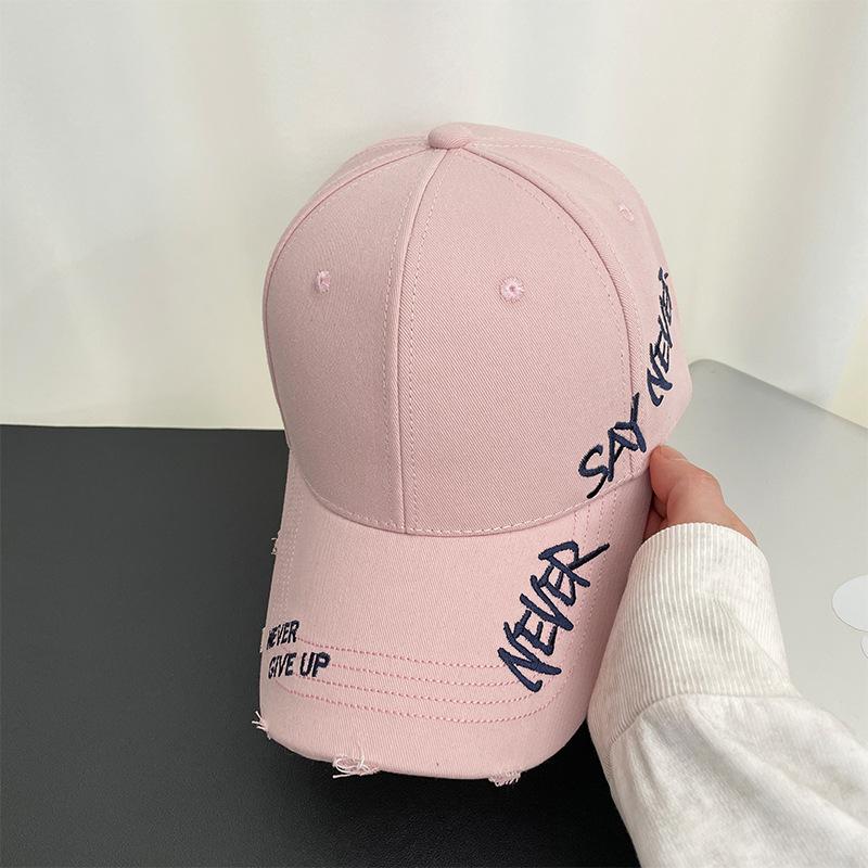 Side letter embroidery washed cap summer versatile big head circumference visor street tide baseball cap men
