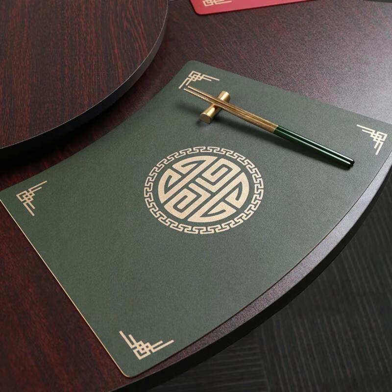 

Hanqian Chinese Style Fan-Shaped Leather Placemat