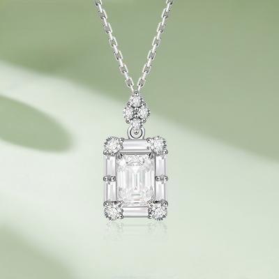 D Farbe 5*7MM 1CT Smaragde Radiant Cut Moissanite Halskette Anhänger Für Frauen S925 Silber Diamant Halskette edlen Schmuck