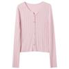 Women's Round Neck Long Sleeve Knitted Cardigan