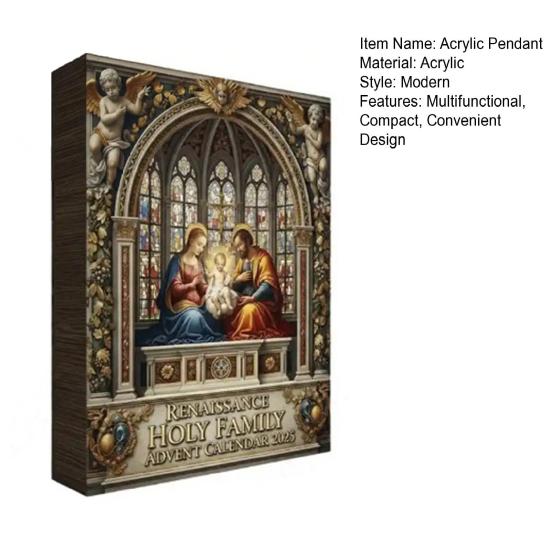 Renaissance Holy Family Advent Calendar 24-Day Christmas Countdown Box with Biblical Nativity Scene Ornaments Holiday Decor for Kids And Family