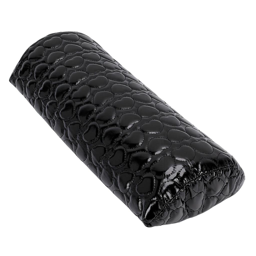 Nail Arm Rest Heart Design PU Leather Manicure Hand Support Arm Cushion for Salon Home Use Black