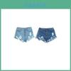 Pantaloni Jeans Mini Donna USA di Alta Qualità Vita Alta Lavati Strappati con Buchi per uno Stile Confortevole