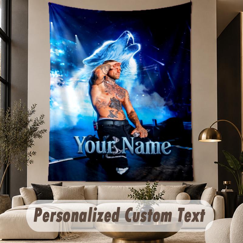 Custom Text Printed Tapestry Kontra K Pattern Large Wall Hanging Indoor Room Decor