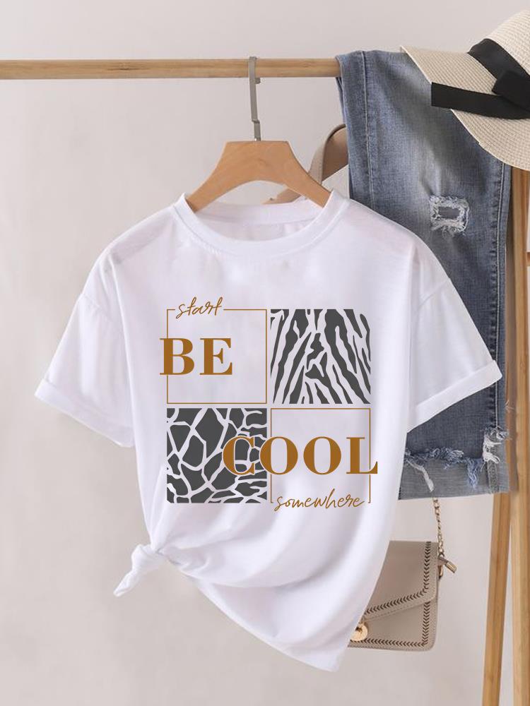 (Asian Size) Cartoon Cute 90s Lady Female Top Printed Fashion Graphic Short Sleeve T-shirts Tee Clothing Women Casual T Shirt