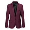 Flap Pockets Long Sleeve Men Blazer Casual Single Button Lapel Suit Jacket Male Clothing