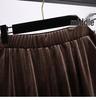 Plus Size High Waist Velvet A-Line Skirt for Women - Spring/Autumn Elastic Waist Slimming Long Skirt