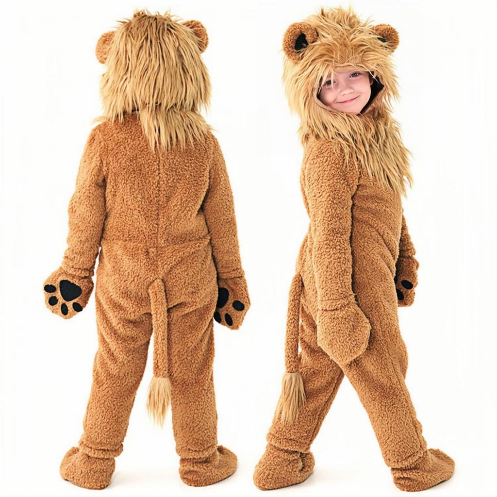 JUNDOMECY Lion Kigurumi for Animal Full Realistic and Halloween Soft and Fun Costume for Stage School Cultural and Photo Shoots Kids, Cosplay, Body,