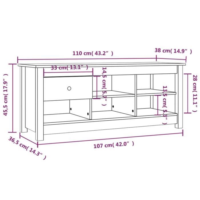 VidaXL Armoire à chaussures Gris 110x38x45,5 cm Bois de pin massif 814596