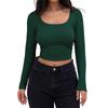 Women's Fashion Loose-Fit Round Neck Solid Color Long-Sleeve Top