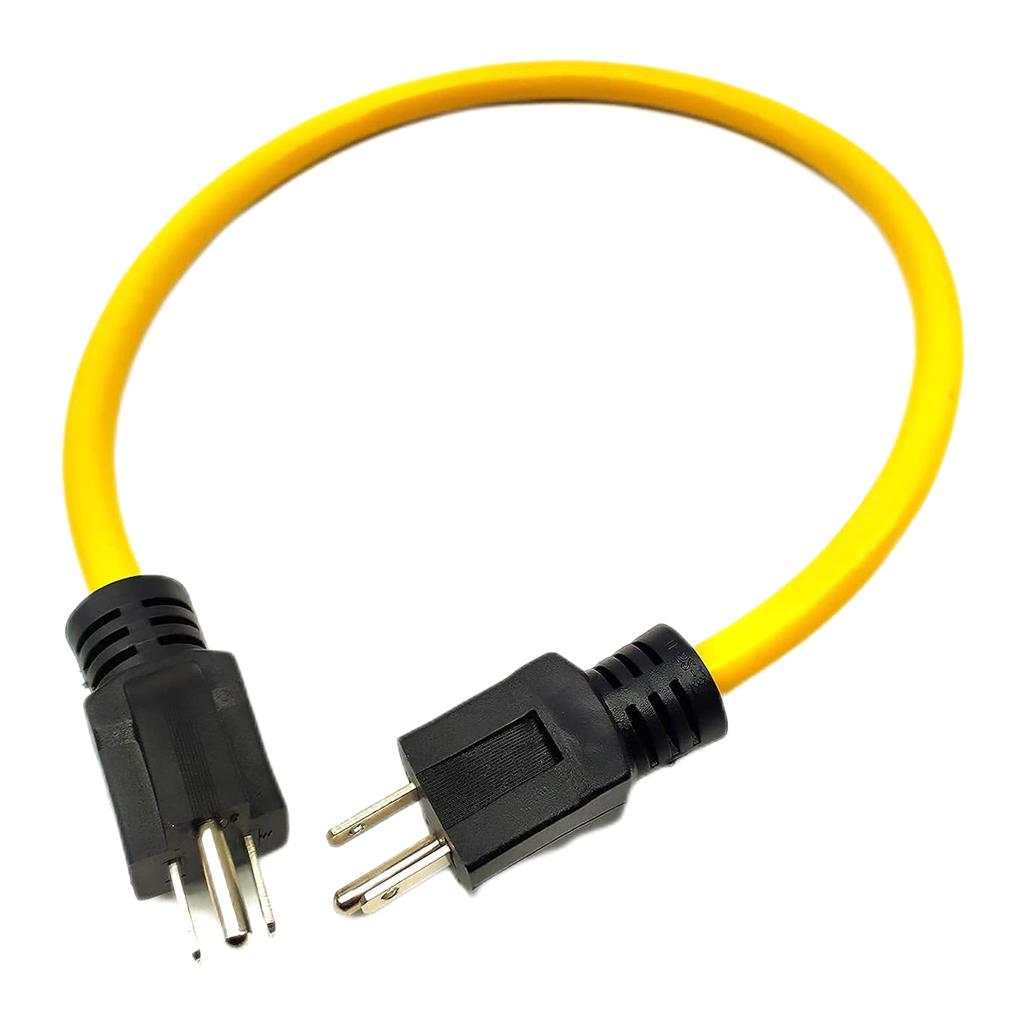 Generator Adapter Cord NEMA 5-15P to 5-15P for Transfer Switch Extension Cord Adapter 3 Prong Plug 12AWG 125V US Plug