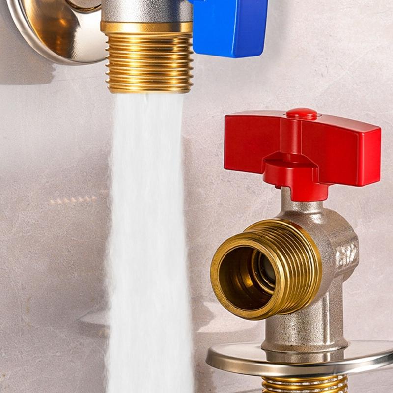 Brass 1/2inch Water Shut Off Valves with Handle Universal Water Flows Control Valves Hot/Cold Water Turn Angle Stop Valves