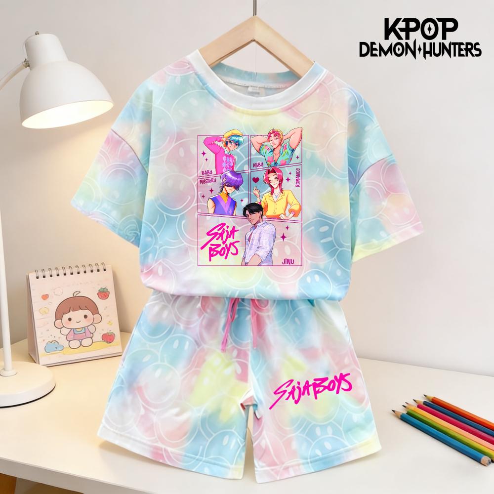 Sommar Demonjägare Leende Ansikte Flickor Barn 3D-tryckt Kortärmad T-shirt Tee Topp