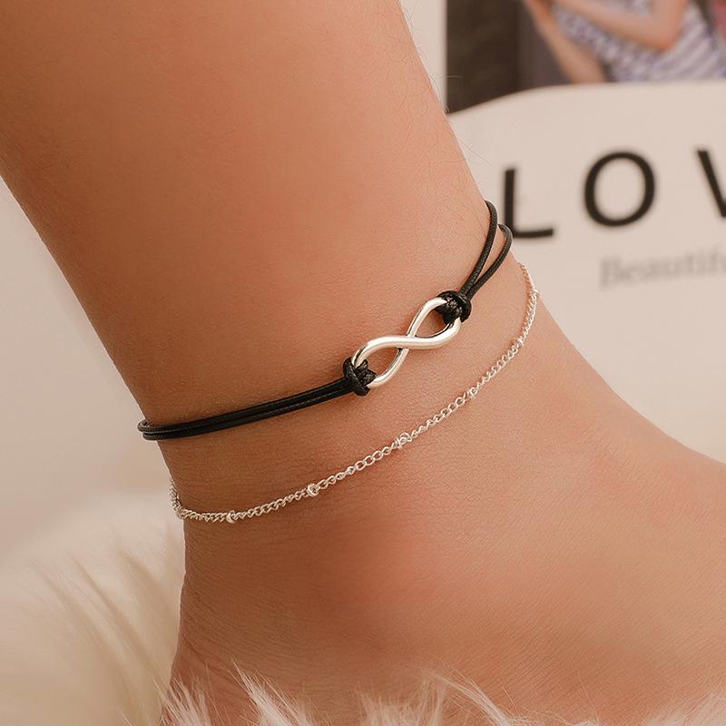 

Bohemian-Style Double-Layer Black Rope Anklet for Women