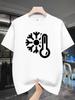 Cold Temperature Thermometer Snowflake Graphic Cotton Mens Casual Short Sleeve TShirt Tee
